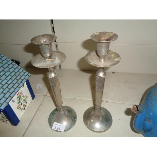 134 - 2 Silver Plated Candle Holders