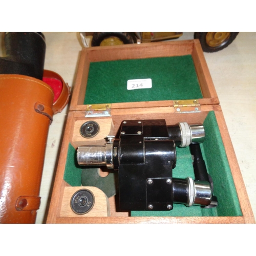 214 - Vintage Microscope in Original Wooden Box