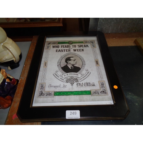 249 - Padraig Pearse Print in Frame (words & music on reverse)