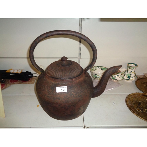 12 - Large Cast Iron Kettle with Lid (12 pts)