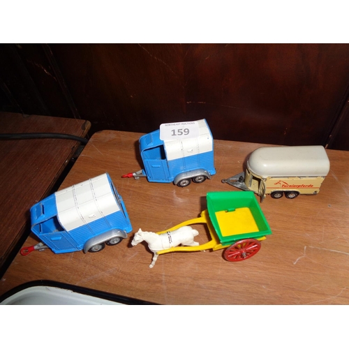 159 - 3 Model Horseboxes & Cart