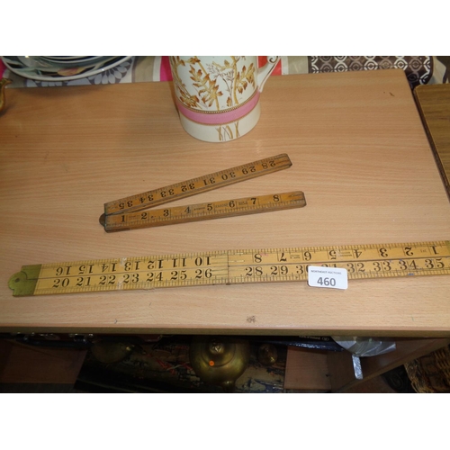 460 - 2 Vintage Wooden Measuring Rulers (1 sd)