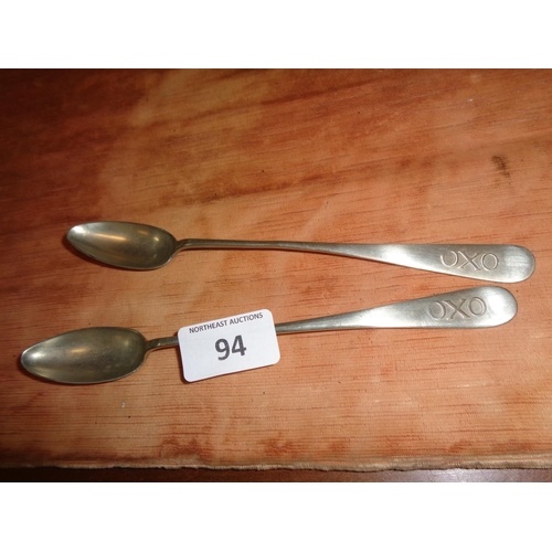 94 - 2 Silver Plated OXO Long Spoons