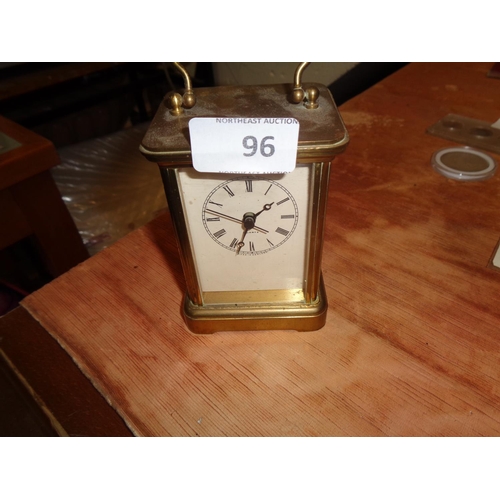 96 - Heavy Brass Carriage Clock (w)