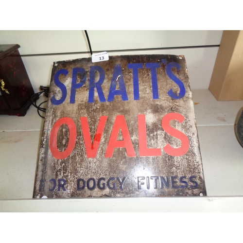 13 - Spratts Original Enamel Sign