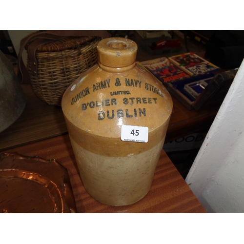 45 - Junior Army & Navy Stores Doilier St Dublin Stoneware Flagon