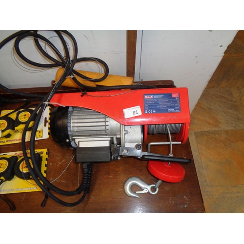 81 - Sealey 250kg Power Hoist (model PH250.B4)