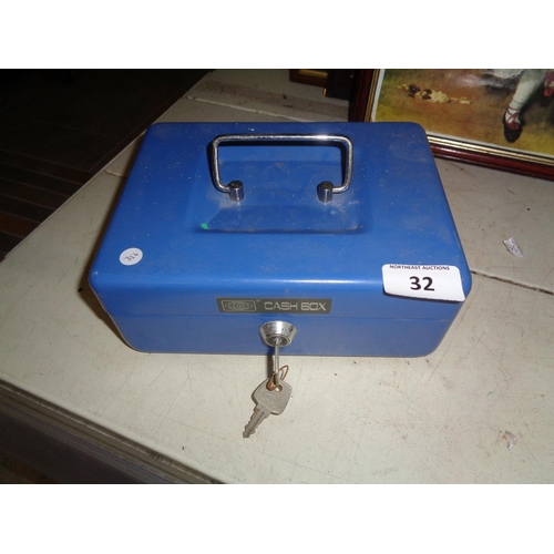 32 - Metal Cash Box with Key