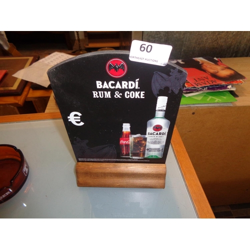 60 - Bacardi Countertop Menu Board