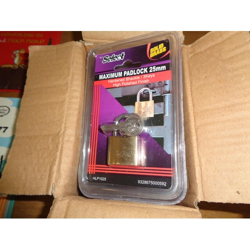 294 - 10 Solid Brass 25mm Padlocks (3 keys)