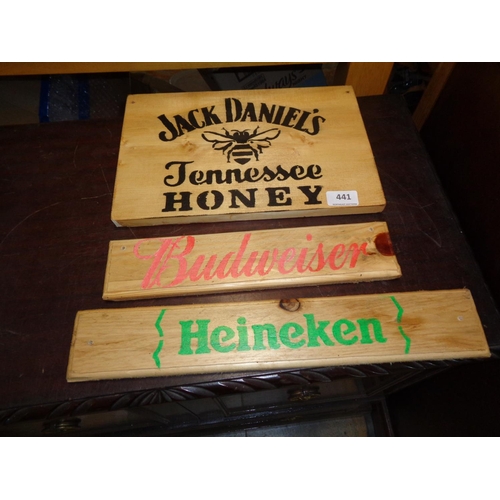 441 - 3 Wooden Mancave Signs