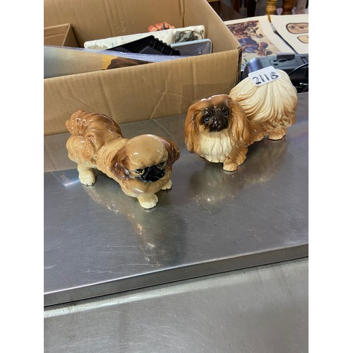 211B - 2 Ceramic Pekingese Dogs