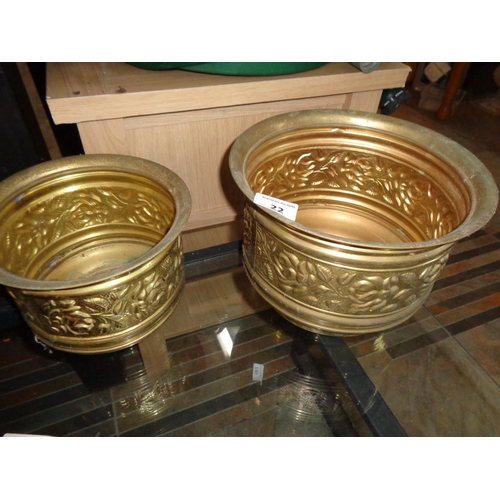 22 - 2 Brass Planters