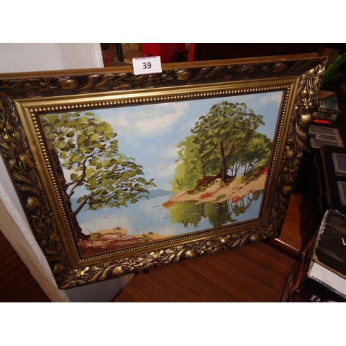 39 - Oil on Board in Gilt Frame (20