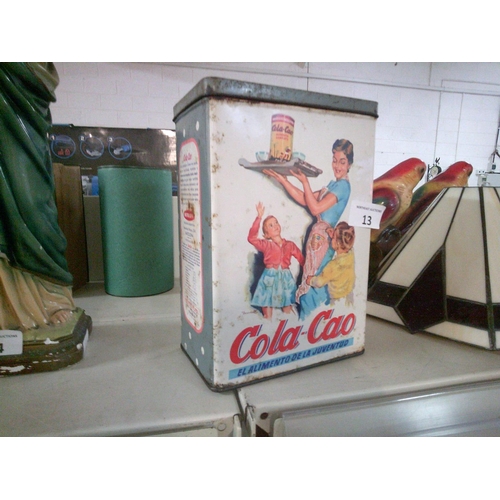 13 - Vintage Rare Mid Century Spanish Cola Cao Lithograph Print Advertising Tin Box