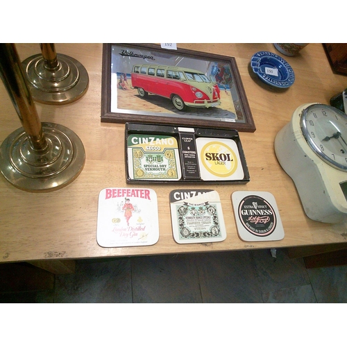 192 - Lot of Beer Coasters & VW Campervan Mirror