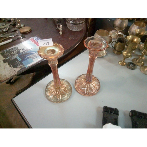 217 - 2 Carnival Glass Candle Holders