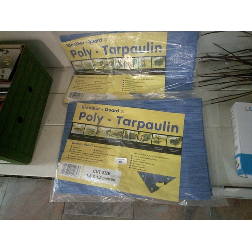 30 - 2 Tarpaulins (1.8m x 1.2m)