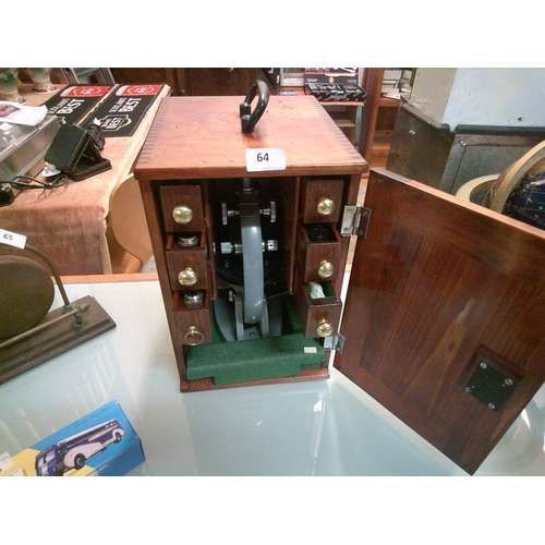 64 - 1960s Microscope with Cabinet with Contents (immaculate)