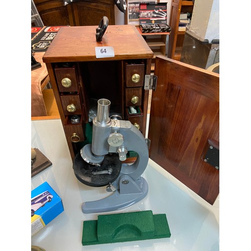 64 - 1960s Microscope with Cabinet with Contents (immaculate)