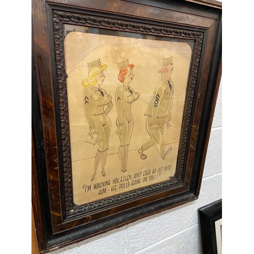 359 - Original Early 20th Century Militaria Novelty Painting in Original Frame (24