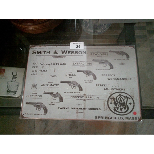 26 - Smith & Wesson Tin Sign (12