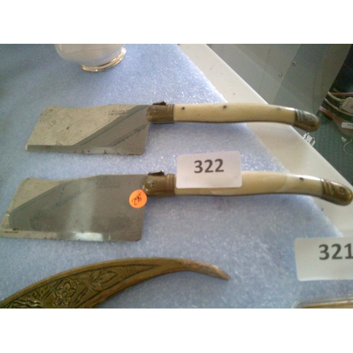 322 - 2 Vintage Bone Handled Mini Cleavers