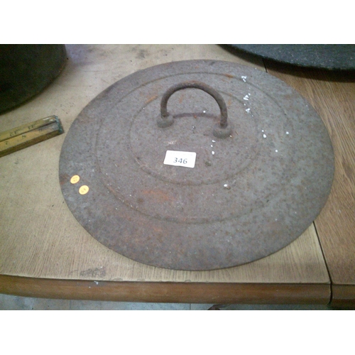 346 - Large Cast Iron Pot Lid (16