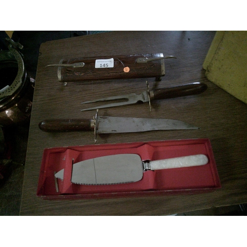 145 - Vintage Carving Set & Cake Slice