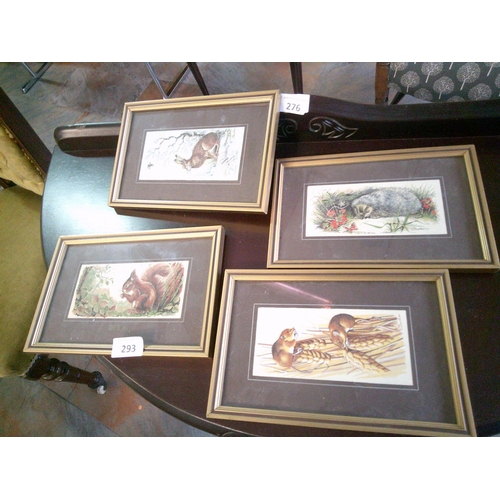 293 - 4 Woven Pictures on Silk & Rayon (Wildlife Series)