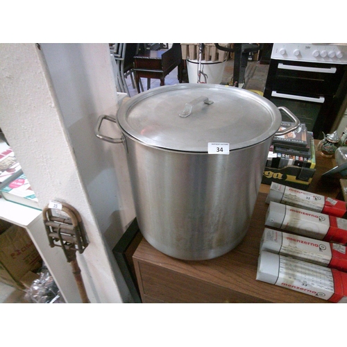 34 - Large Aluminium Cooking Pot & Lid