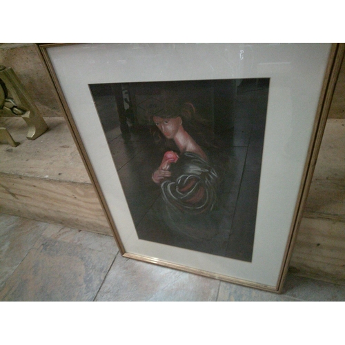 343 - Genuine Ruth Johnson Coloured Painting in Frame 1991