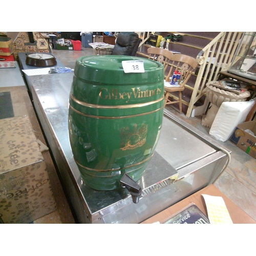 38 - Gilbey Vintners Ceramic Barrel with Tap (12