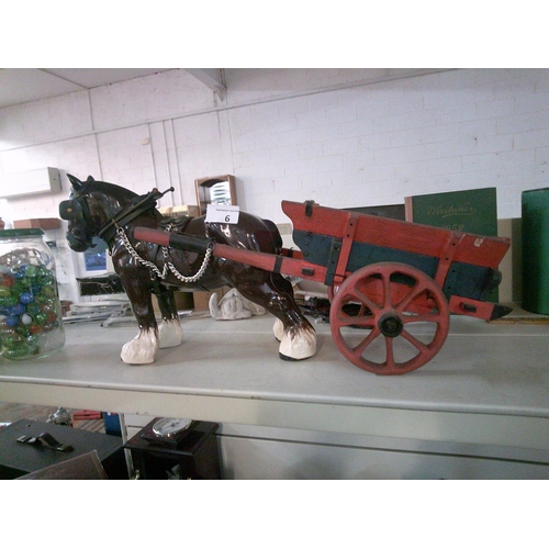 6 - Large Ceramic Horse & Turf Cart