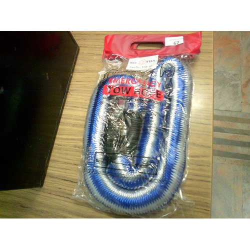 67 - New 4 Metre Tow Rope with Hooks Both Ends