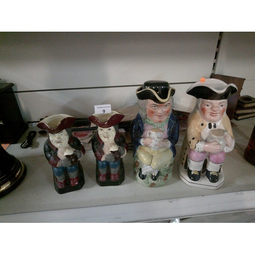 9 - 4 Collectable Toby Jugs