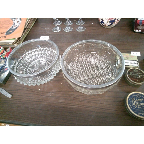 179 - 2 Silver Plated Top Crystal Fruit Bowls