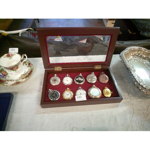 185 - Display Case with 10 Pocket Watches