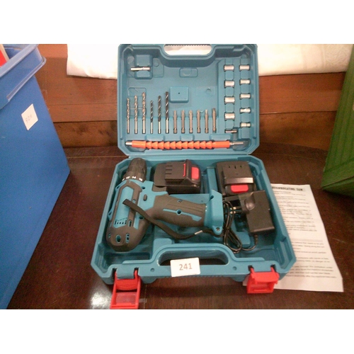 241 - New 2 Battery Rechargeable Drill with Accessories