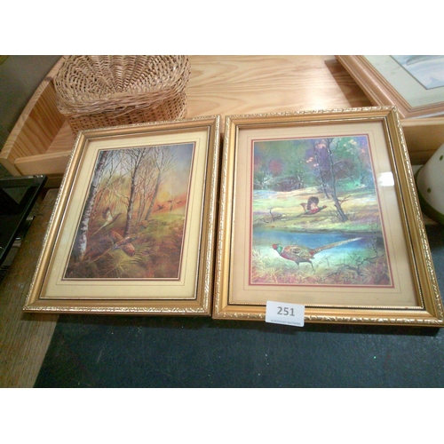 251 - 2 Gilt Framed Pheasant Prints (9