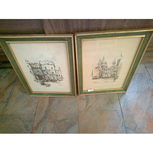 301 - Windsor Castle & St Pauls Cathedral Art by Jan Corthals 1965 Printed in Holland