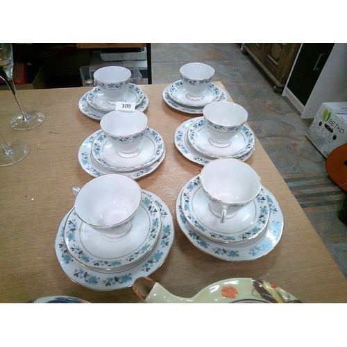 309 - 6 Bone China Trios