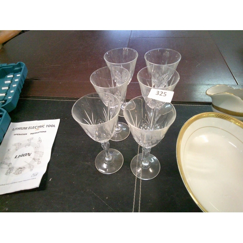 325 - 6 Crystal Wine/Sherry Glasses