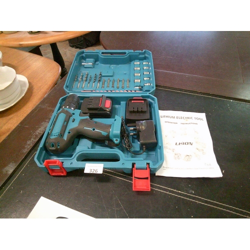 326 - 2 Battery Rechargeable Drill with Accessories