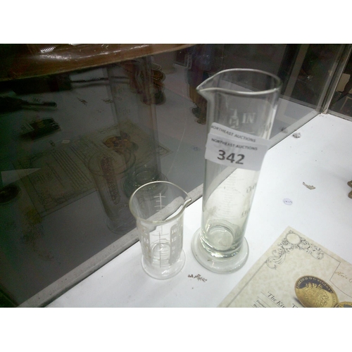 342 - 2 Laboratory Measuring Glass Jars