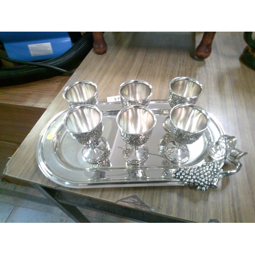 37 - Lot of Silver Plated Egg Cups on Tray