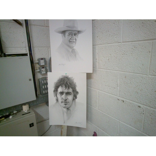 372 - John Wayne & David Essex Drawings