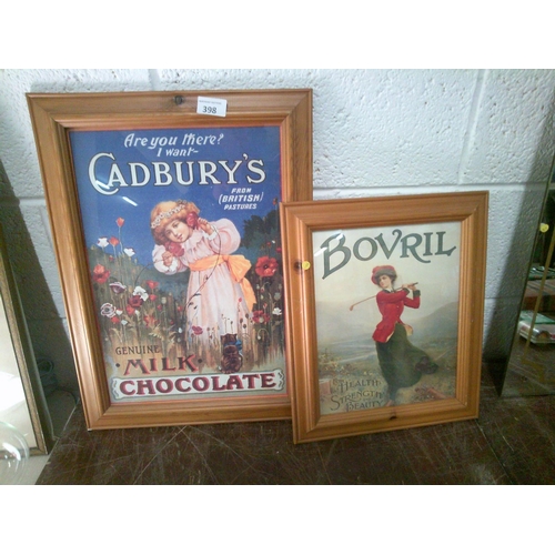 398 - 2 Advertising Prints in Frames