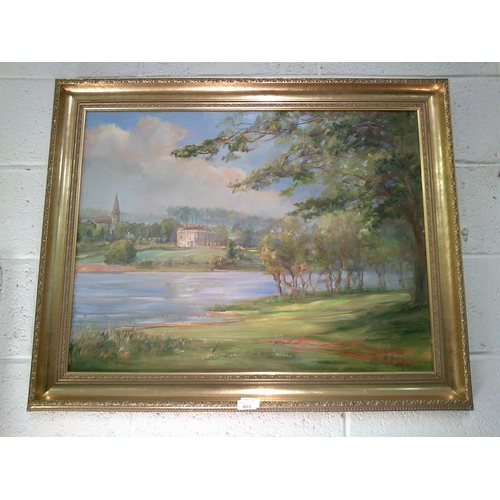 401 - Hope Castle Oil on Canvas in Gilt Frame (31