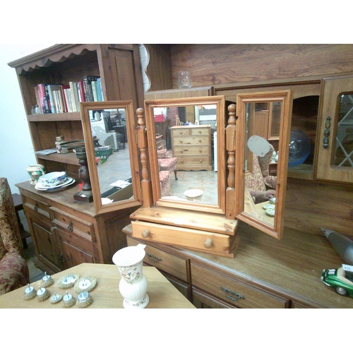 416 - Pine Dressing Table Mirror with Drawer